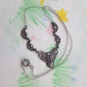 Antique Germany Sterling Silver Marcasite Necklace